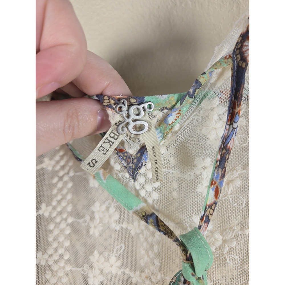G by BKE Tank Top S Cream Sheer Floral Lace Handkerchief Hem Boho Fairy festival - Picture 3 of 5